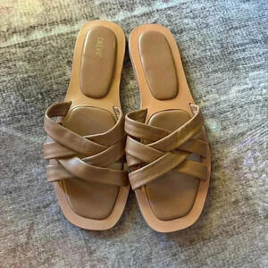 Crevo Tan strappy slides sandal size 10 | Anthropologie Nordstrom shoe